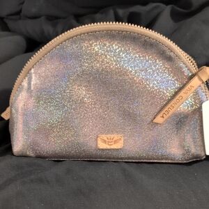 Consuwla Iridescent Cosmetic Bag - Silver and Tan